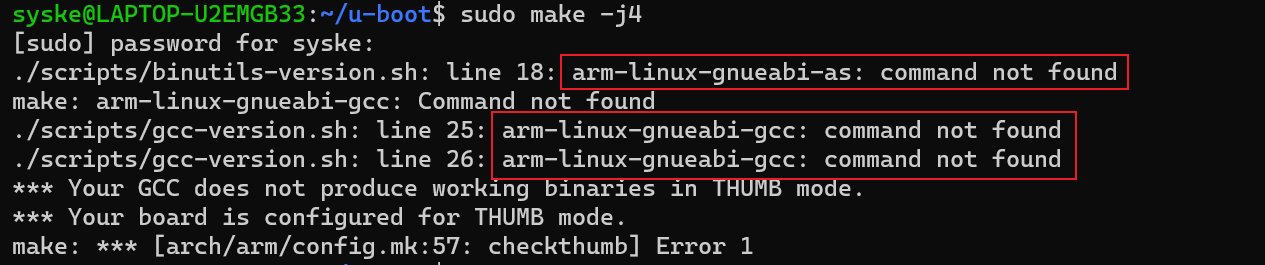 arm-linux-gnueabi-gcc: command not found